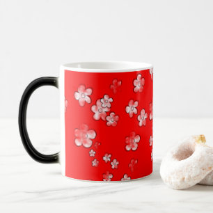 Playful Happy Flowers - Red - Lovely Coffee Mug