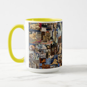 Playful Happy Kittens Photo Collage, Mug