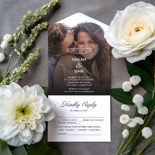 Playful Happy Photo Wedding All In One Invitation