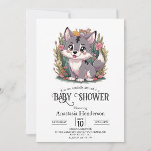 Playful Happy Wolf Baby Shower Invitation
