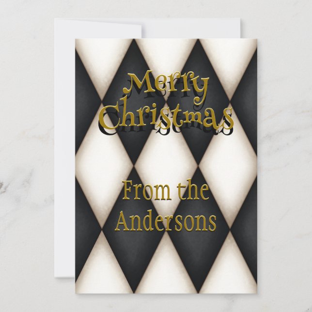Playful Harlequin Festive Personalised Christmas Holiday Card (Front)