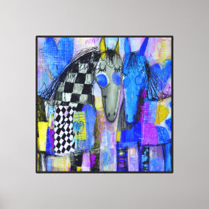 Playful Hearts And Chequerboard Horses Canvas Print