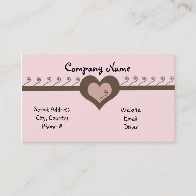 Playful Hearts Chocolate and Pink Business Card (Front)