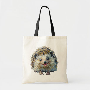 Playful Hedgehog Tote Bag Oil Painting Style