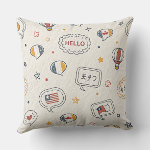 Playful Hello Speech Bubbles Seamless Pattern Cushion