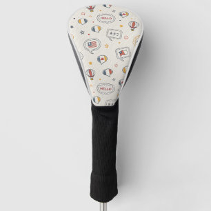 Playful Hello Speech Bubbles Seamless Pattern Golf Head Cover