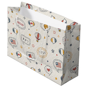 Playful Hello Speech Bubbles Seamless Pattern Large Gift Bag