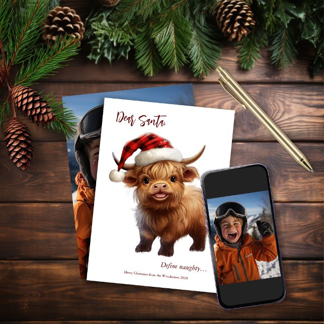 Playful Highland Cow Personalised Christmas Card (Creator Uploaded)