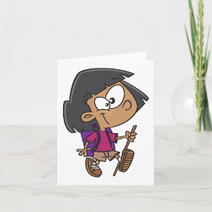 Playful Hiking Girl Nature Explorer Card