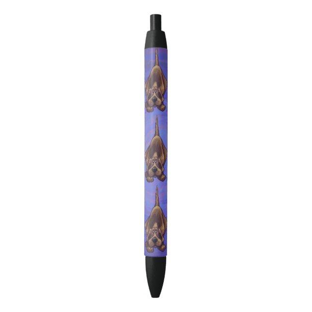 Playful Hound Dog Gifts & Accessories Black Ink Pen (Front Vertical)