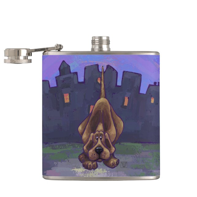 Playful Hound Dog Gifts & Accessories Hip Flask (Opened)