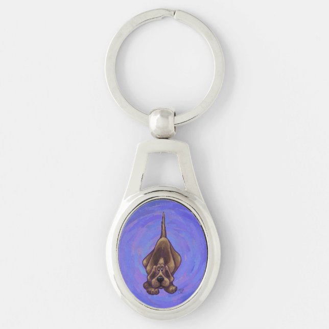 Playful Hound Dog Gifts & Accessories Key Ring (Front)