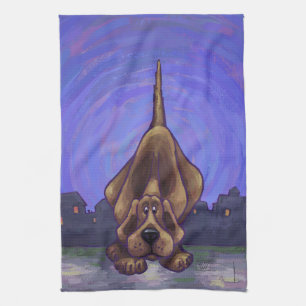 Playful Hound Dog Gifts & Accessories Tea Towel