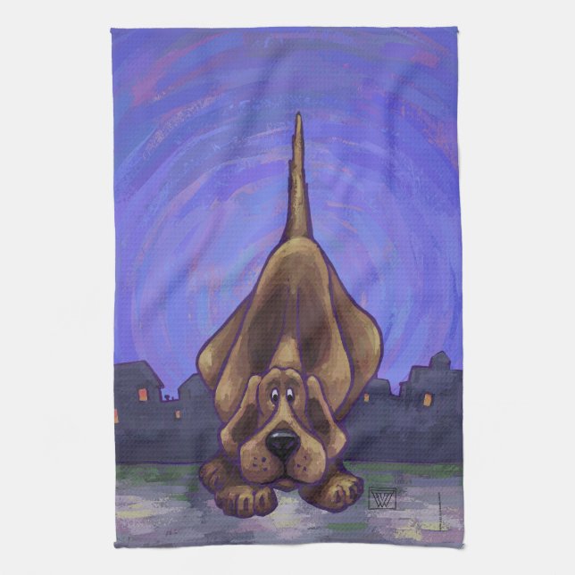 Playful Hound Dog Gifts & Accessories Tea Towel (Vertical)