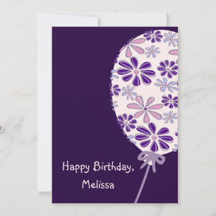 Playful Indigo Pink Balloon Happy Birthday Card