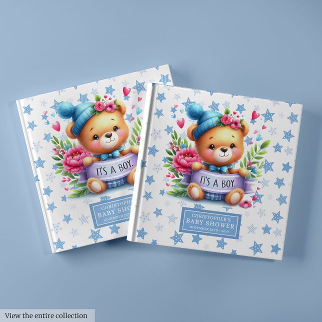Playful It’s a boy teddy bear guest book for baby  (Playful It’s a boy teddy bear guest book for baby boys)