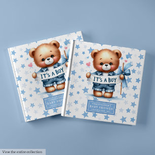 Playful It’s a boy teddy bear guest book keepsake 