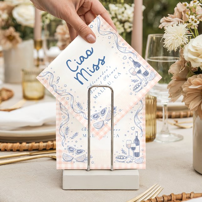 Playful Italian Ciao Miss Bridal Shower Napkin (Creator Uploaded)