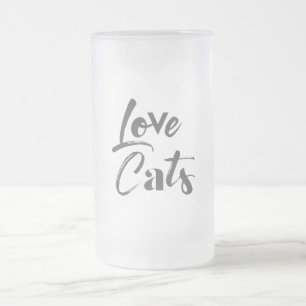 Playful, joyful, modern, cute design of Love Cats Frosted Glass Beer Mug