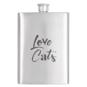 Playful, joyful, modern, cute design of Love Cats Hip Flask