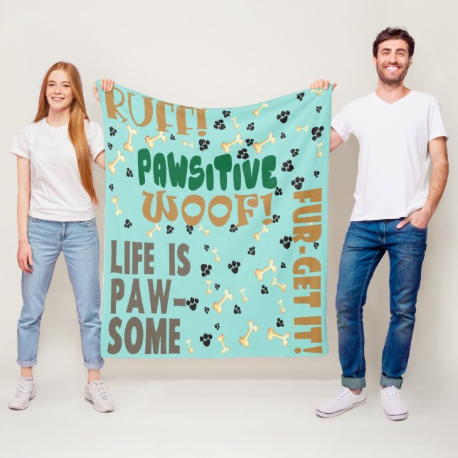 Playful K9 Doge Art Cosy Dog Lovers Fleece Blanket (In Situ)