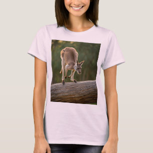 Playful Kangaroo Leaping in Bushland T-Shirt Desig
