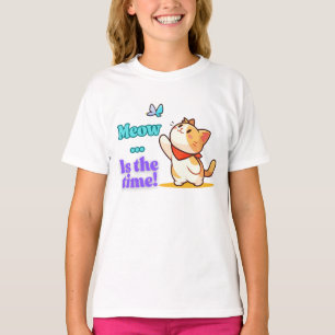 Playful Kawaii Cat Meow Quote Tee
