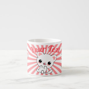Playful Kawaii White Kitten Custom Espresso Cup