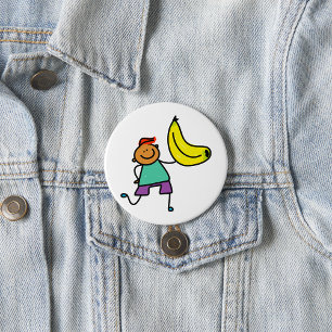 Playful Kid Holding Big Yellow Banana 7.5 Cm Round Badge