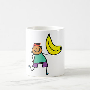 Playful Kid Holding Big Yellow Banana Coffee Mug