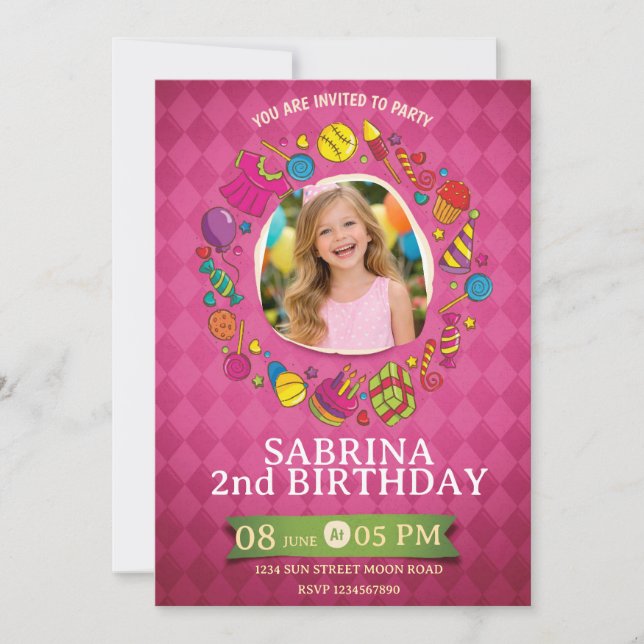 Playful Kids Birthday Invitation – Doodle Party (Front)
