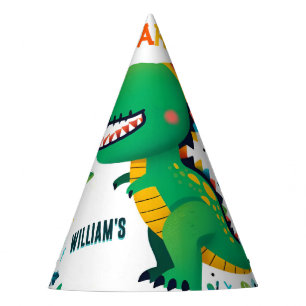 playful kids cute boys T three 3 rex 3rd birthday Party Hat