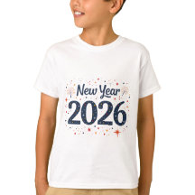 Playful kids New Year 2026 t shirt with stars 