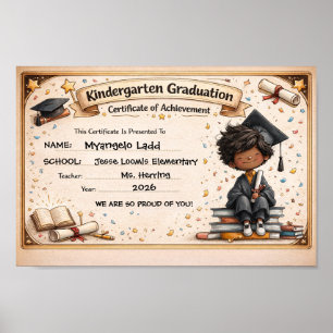 Playful Kindergarten Graduation Certificate  Poster