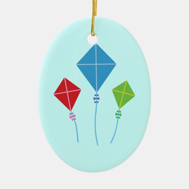 Playful Kites Ceramic Tree Decoration (Front)