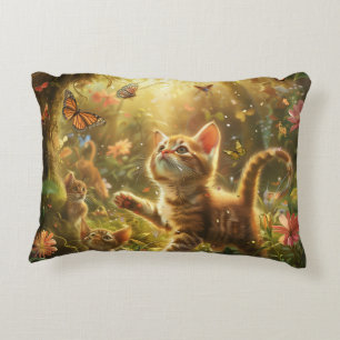 Playful Kitten Digital Art Decorative Cushion