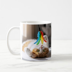 Playful Kitten Feather Coffee Mug