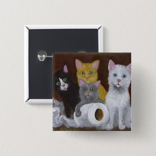 Playful Kittens 15 Cm Square Badge (Front & Back)