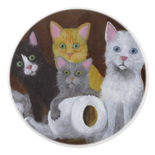 Playful Kittens Ceramic Knob