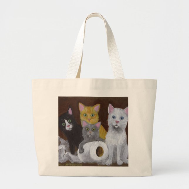 Playful Kittens Large Tote Bag (Front)