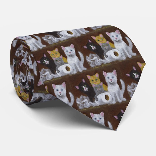 Playful Kittens Neck Tie (Rolled)
