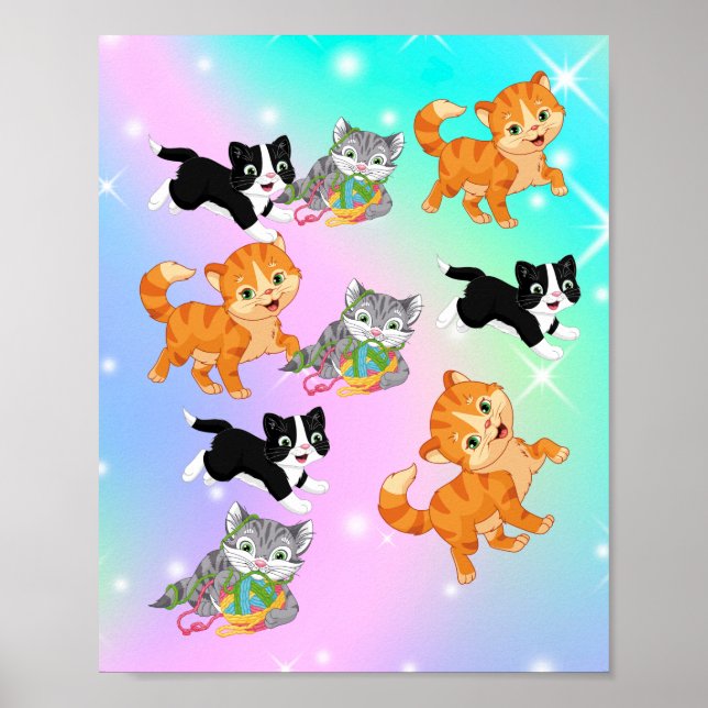 playful kitten's poster (Front)