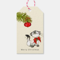 Playful Kitty Cat In A Red Christmas Bow
