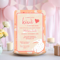 Playful Kiwi Bird Bare Bottom Peach Baby Shower