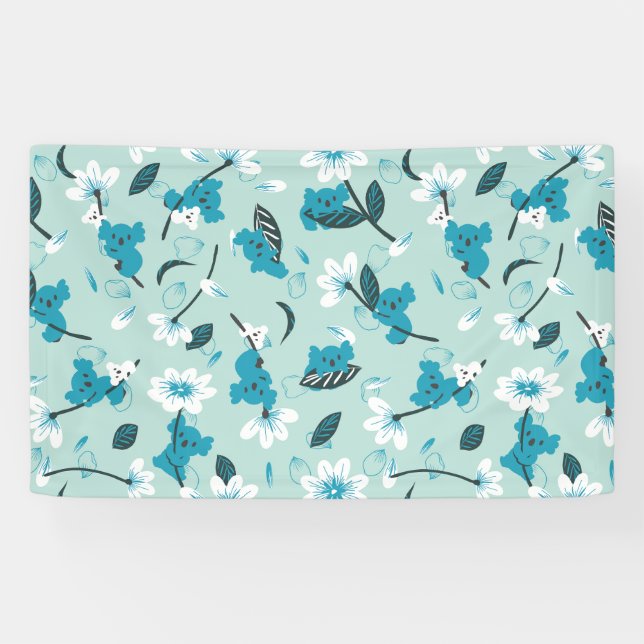 Playful Koala Pattern Cute Animal and Nature Art Banner (Horizontal)