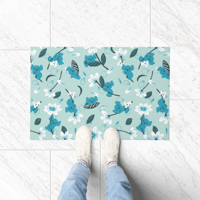 Playful Koala Pattern Cute Animal and Nature Art Doormat (Indoor)