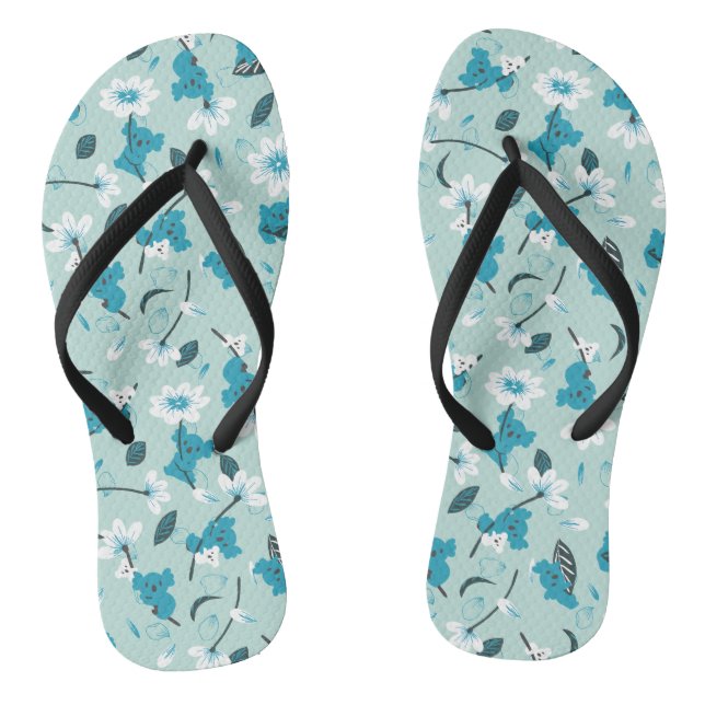 Playful Koala Pattern Cute Animal and Nature Art Flip Flops (Footbed)