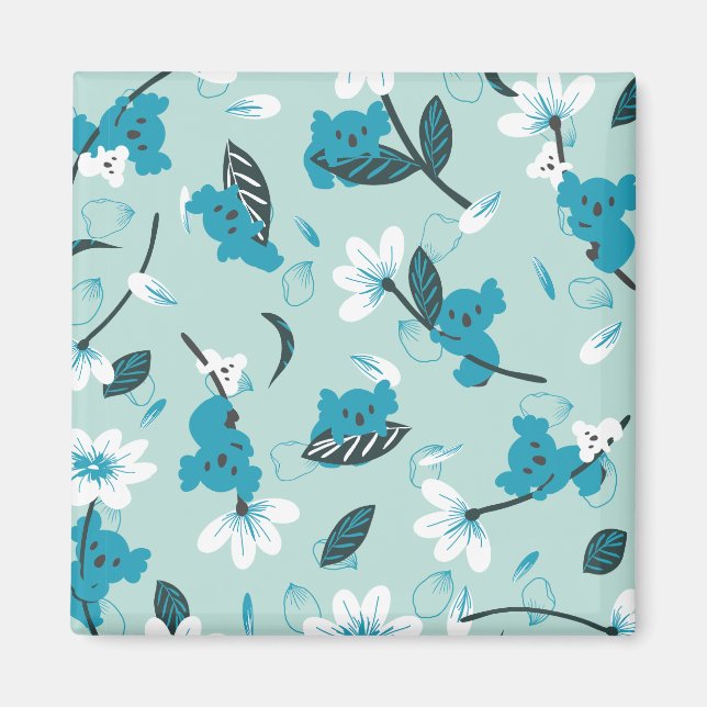 Playful Koala Pattern Cute Animal and Nature Art Magnet (Front)