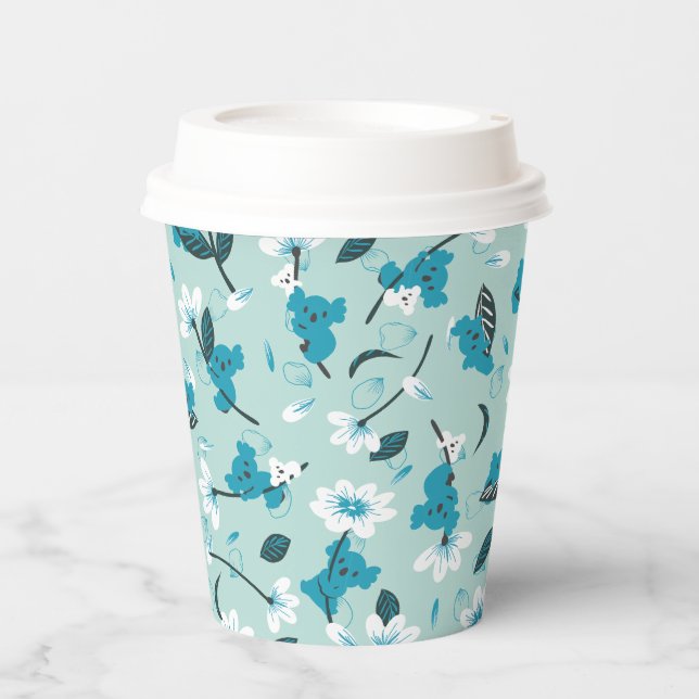 Playful Koala Pattern Cute Animal and Nature Art Paper Cups (Front)