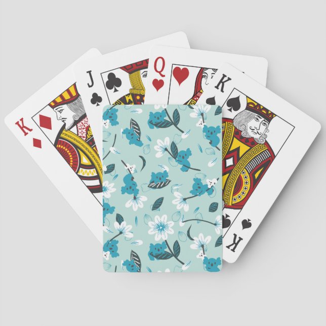 Playful Koala Pattern Cute Animal and Nature Art Playing Cards (Back)
